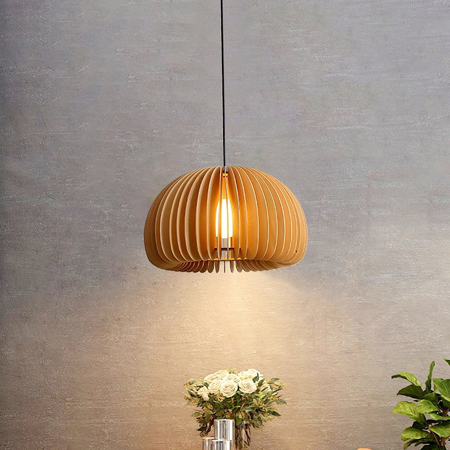 Wooden Pumpkin Ceiling light fitting Pendant Lamp