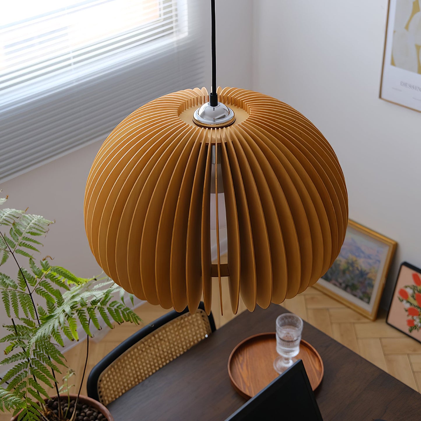 Wooden Pumpkin Ceiling light fitting Pendant Lamp