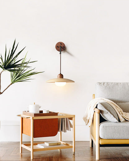Wooden Saucer Wall Sconce