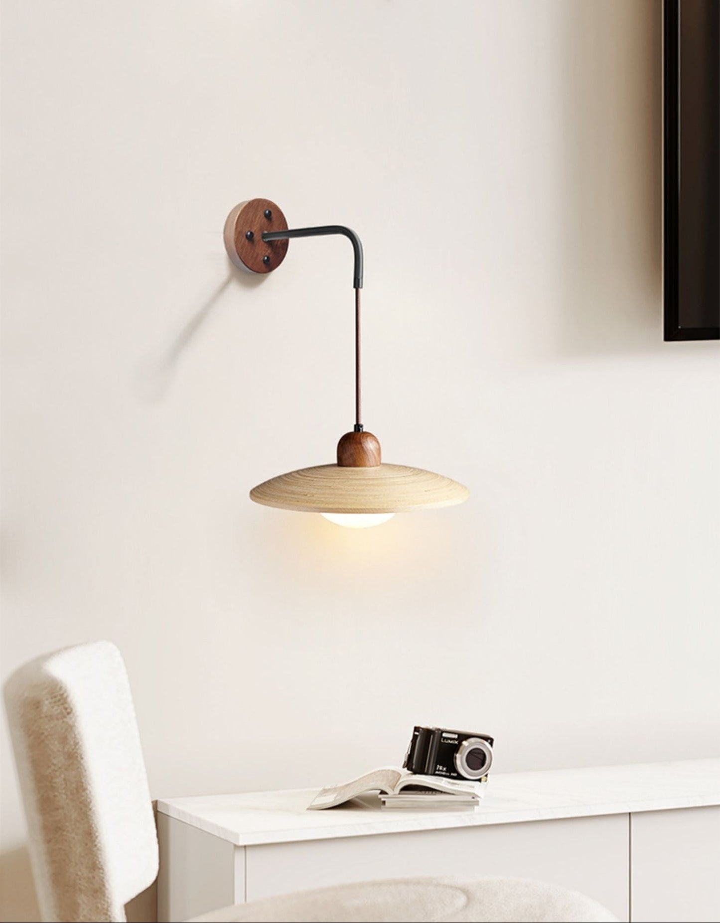 Wooden Saucer Wall Sconce
