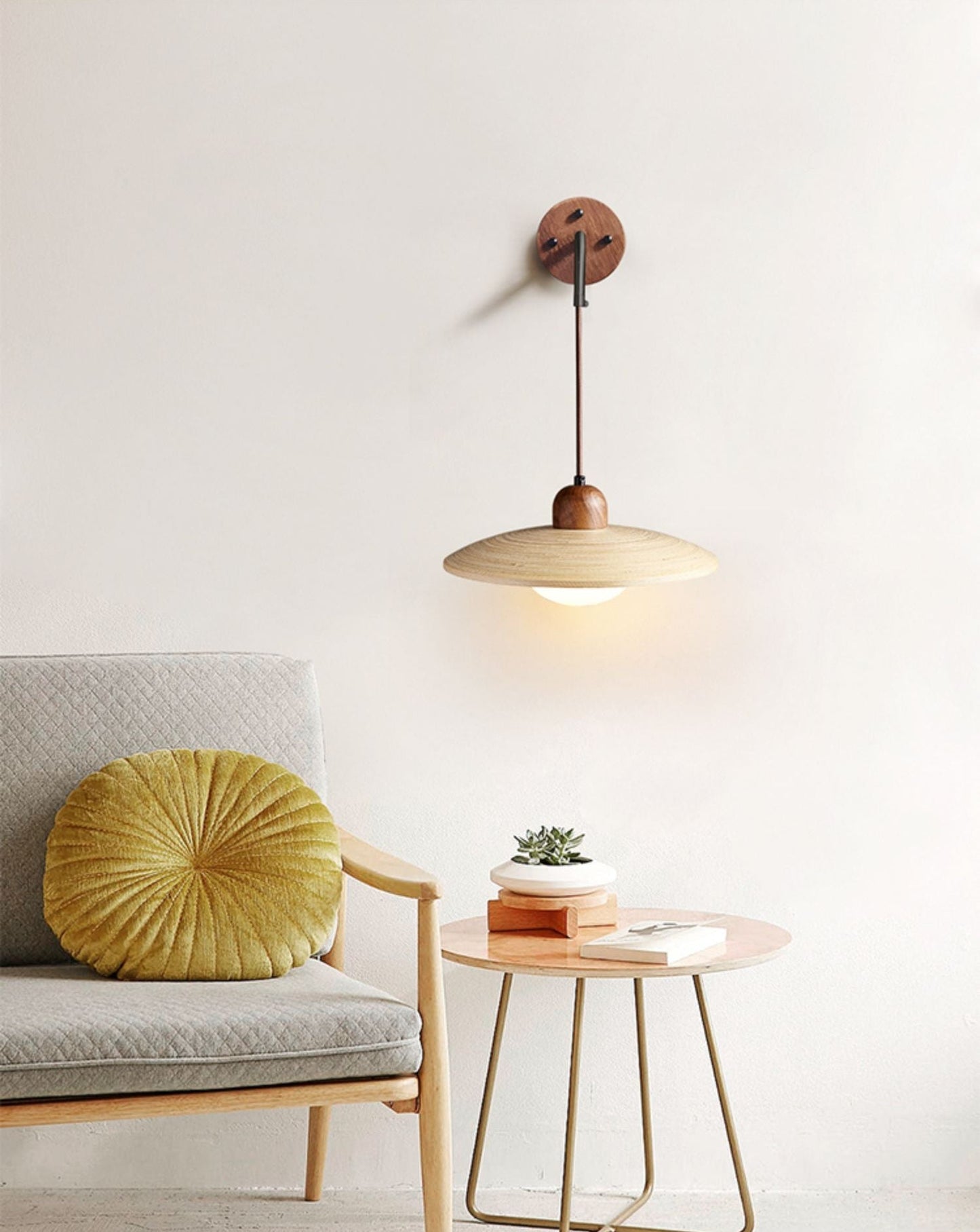 Wooden Saucer Wall Sconce