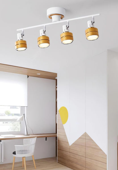 Wooden Adjustable Spot Overhead light Ceiling Lamp