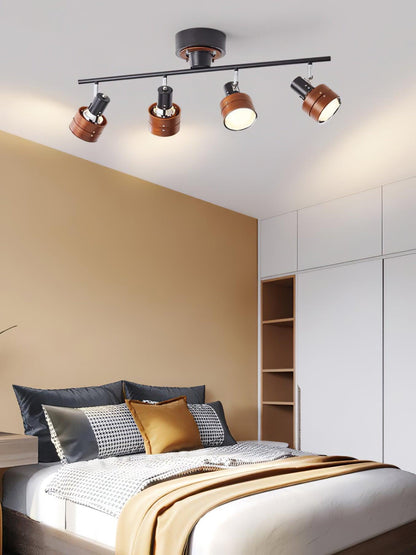 Wooden Adjustable Spot Overhead light Ceiling Lamp