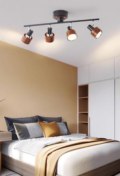 Wooden Adjustable Spot Overhead light Ceiling Lamp