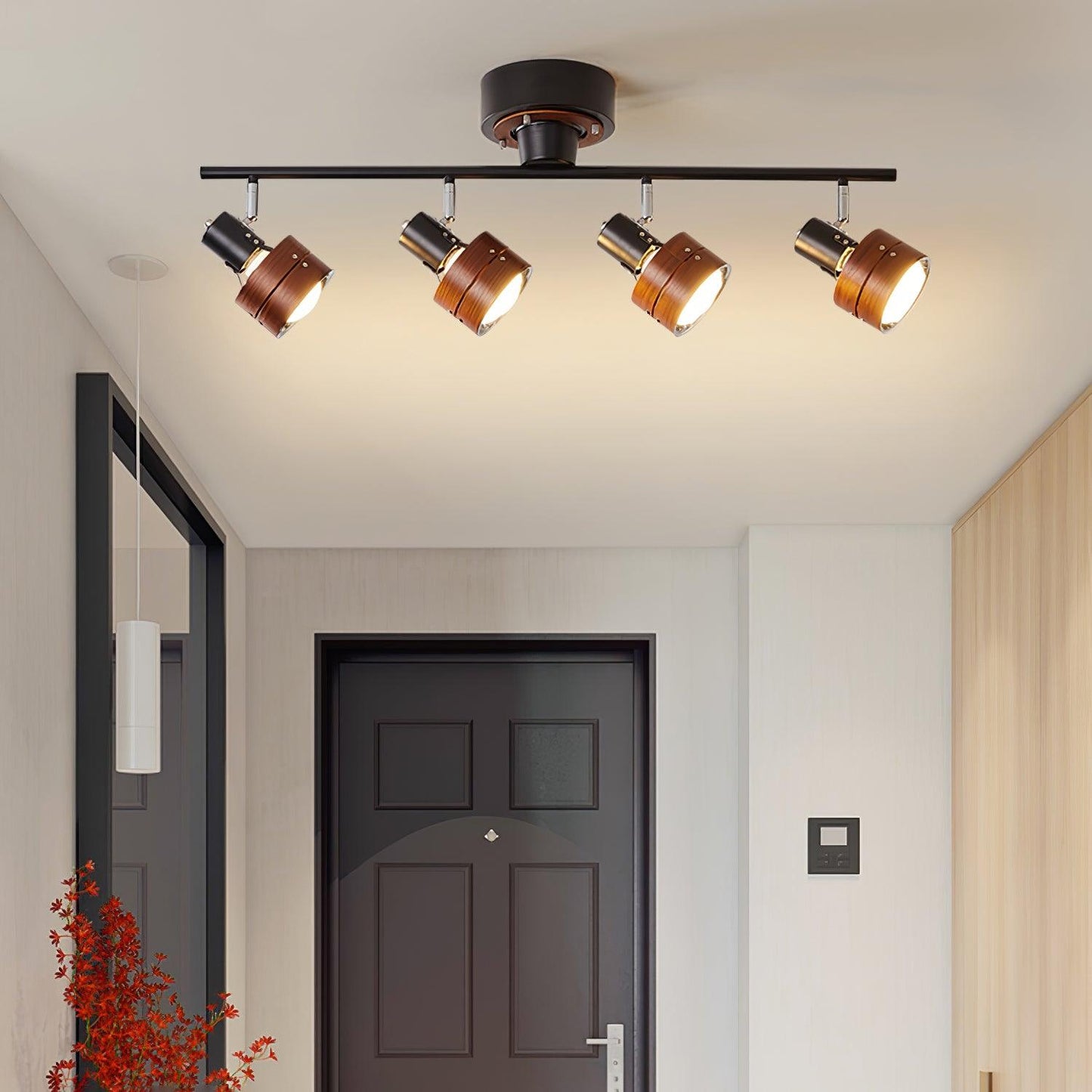 Wooden Adjustable Spot Overhead light Ceiling Lamp