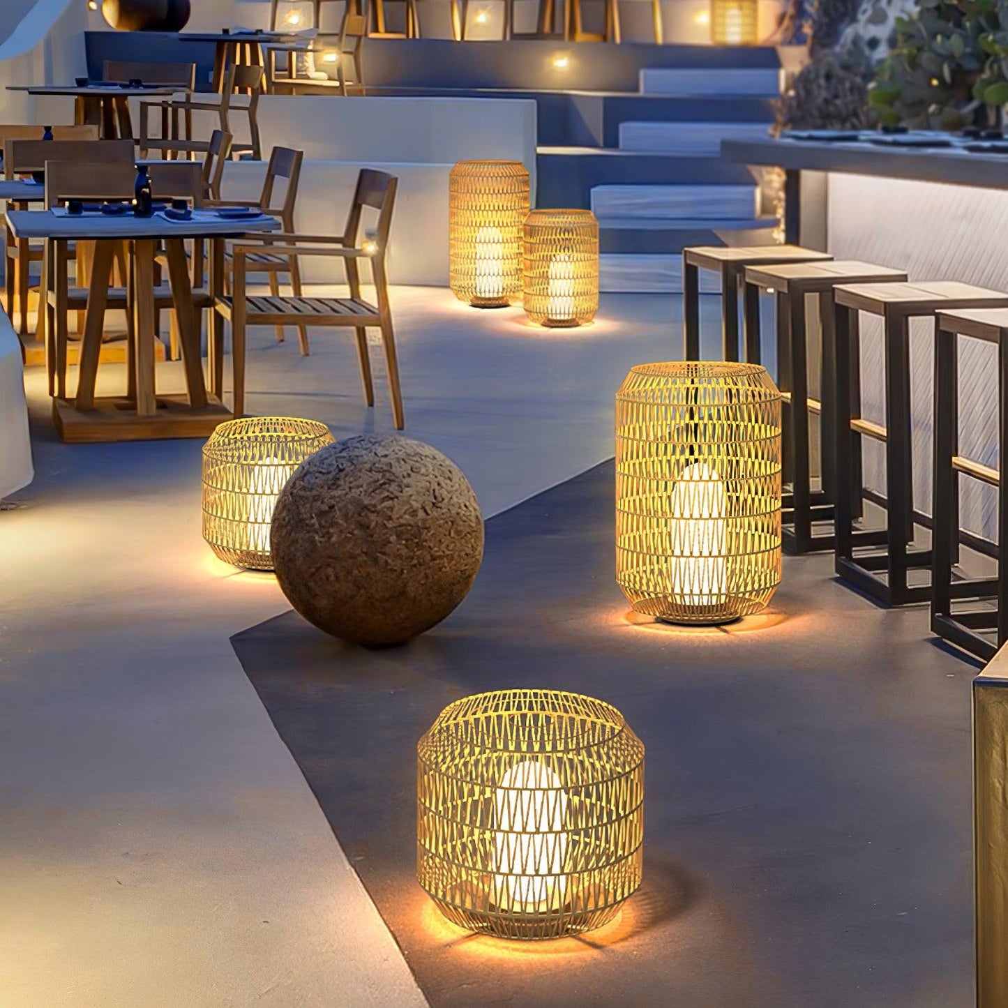 Woven Rattan Patio light Outdoor Lamp