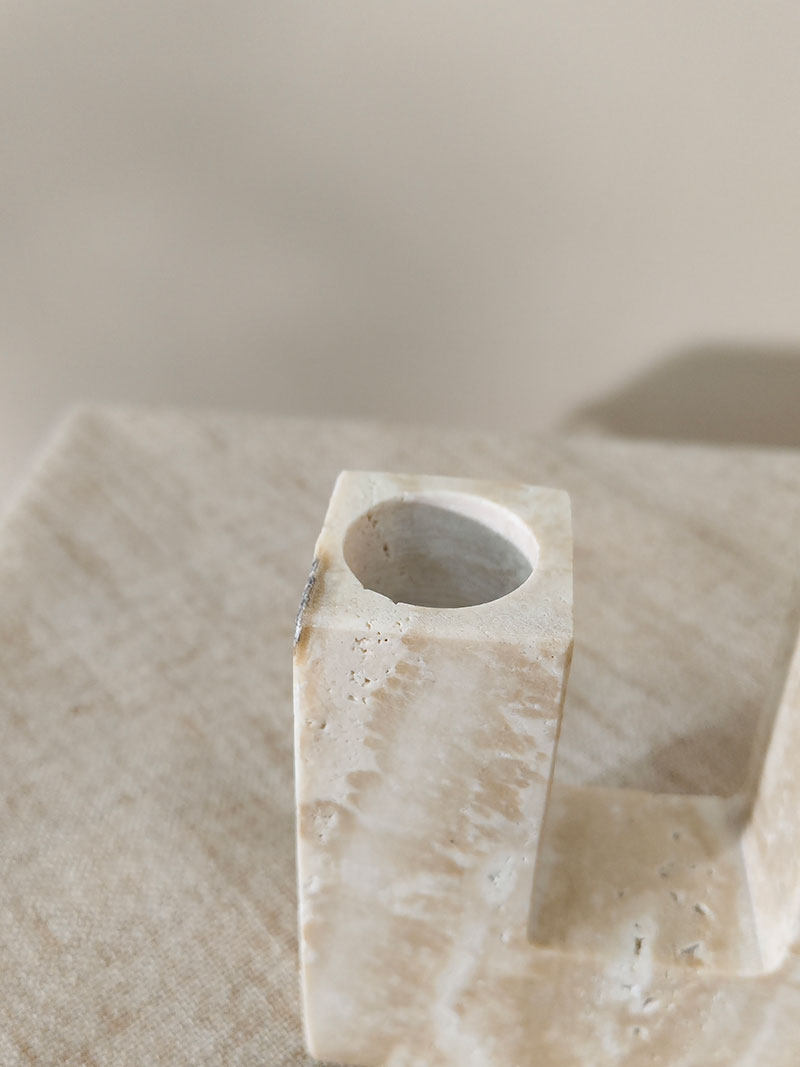 Yellow Travertine Candle Holder