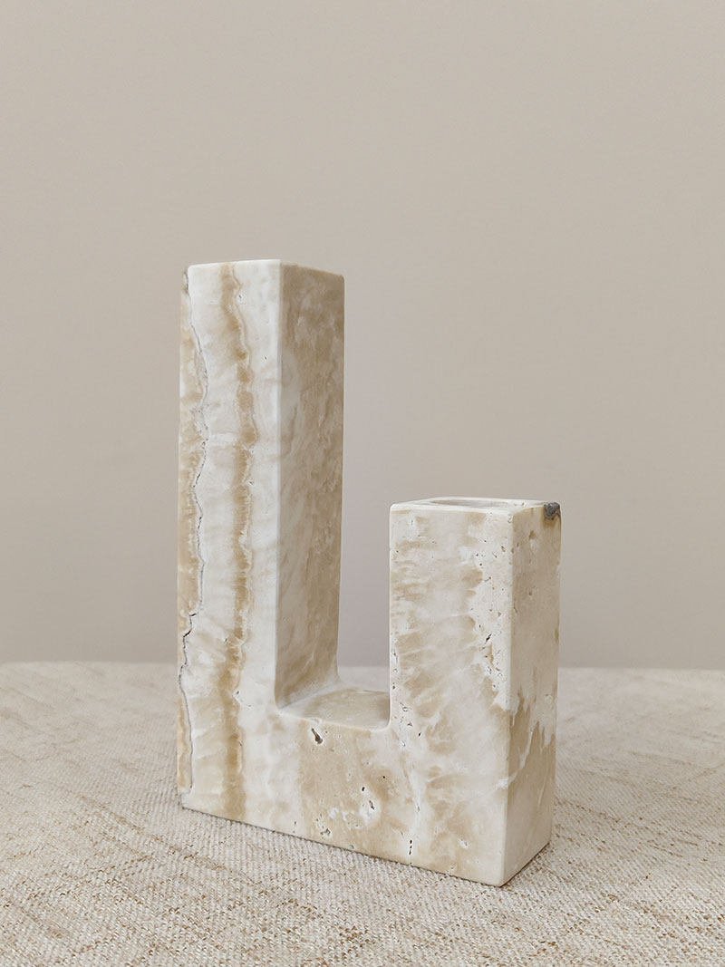 Yellow Travertine Candle Holder