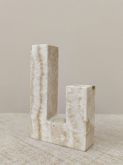 Yellow Travertine Candle Holder