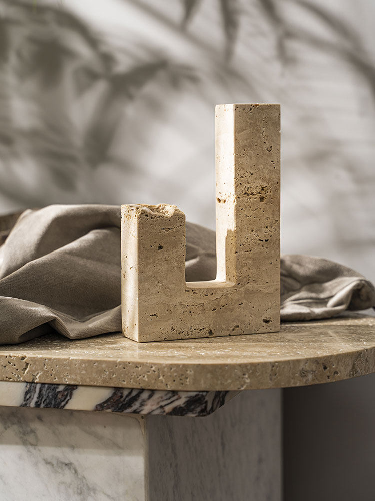 Yellow Travertine Candle Holder
