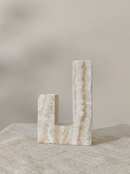 Yellow Travertine Candle Holder
