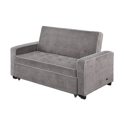 Gray Fabric Sleeper Sofa - Adjustable Loveseat Couch with Dual USB Ports