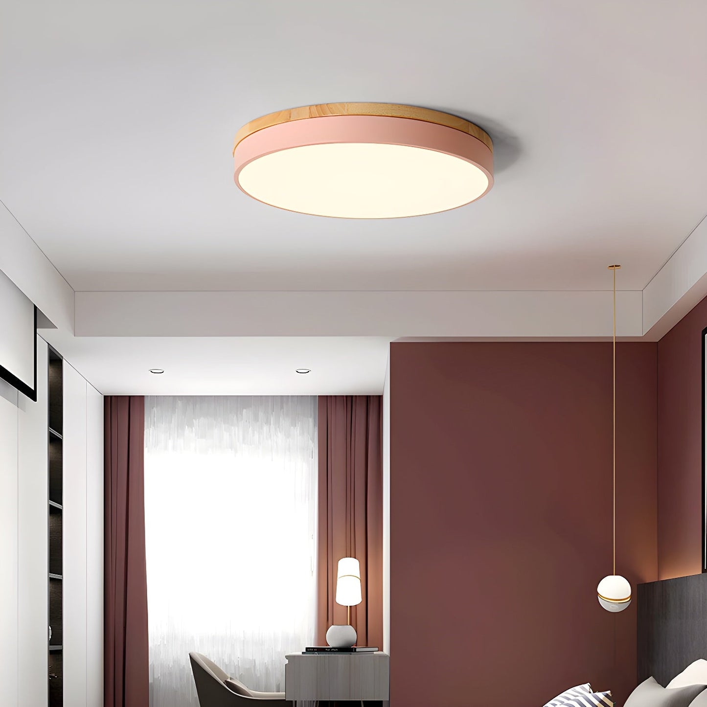 Zara Circular Wood Overhead fixture Ceiling Lamp