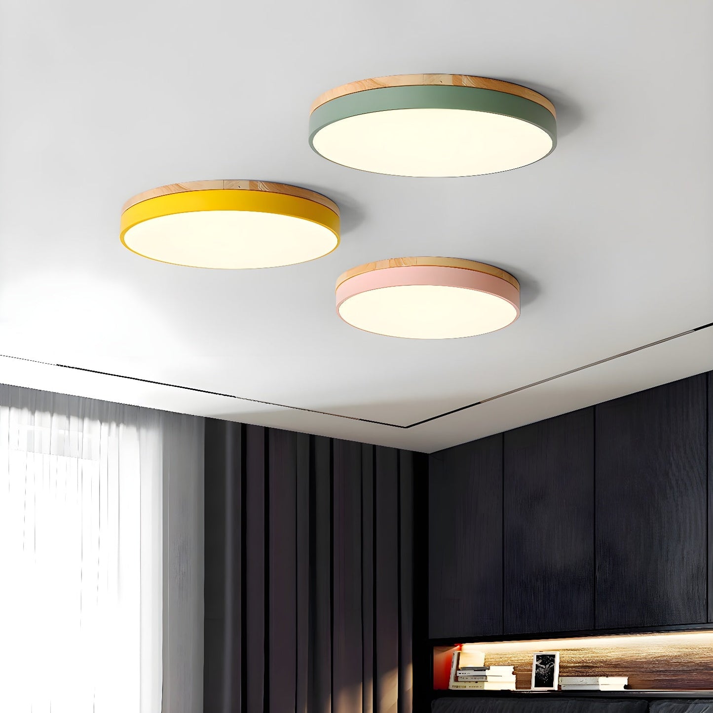 Zara Circular Wood Overhead fixture Ceiling Lamp