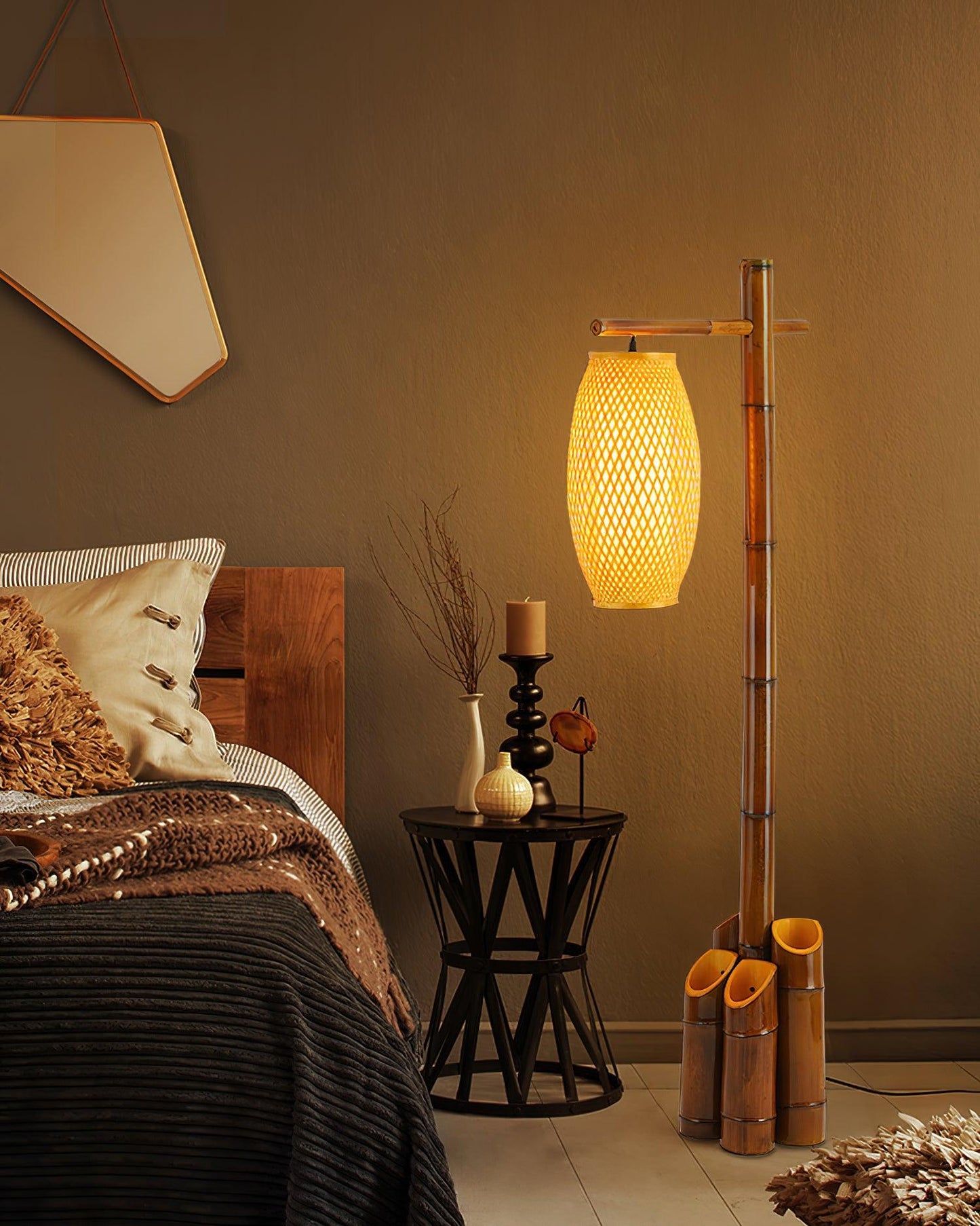 Zen Bamboo Tube Accent Lamp Floor Lamp