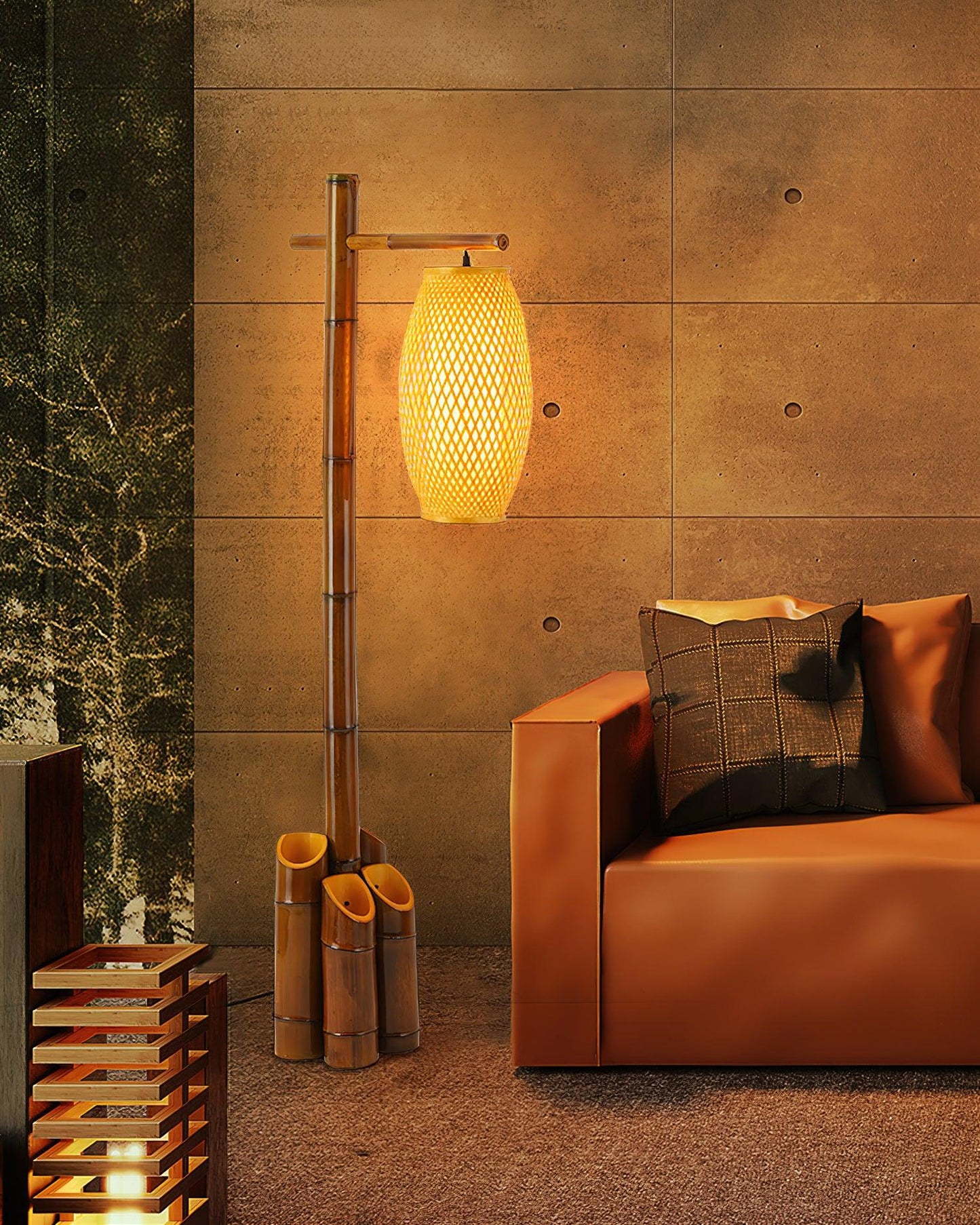 Zen Bamboo Tube Accent Lamp Floor Lamp