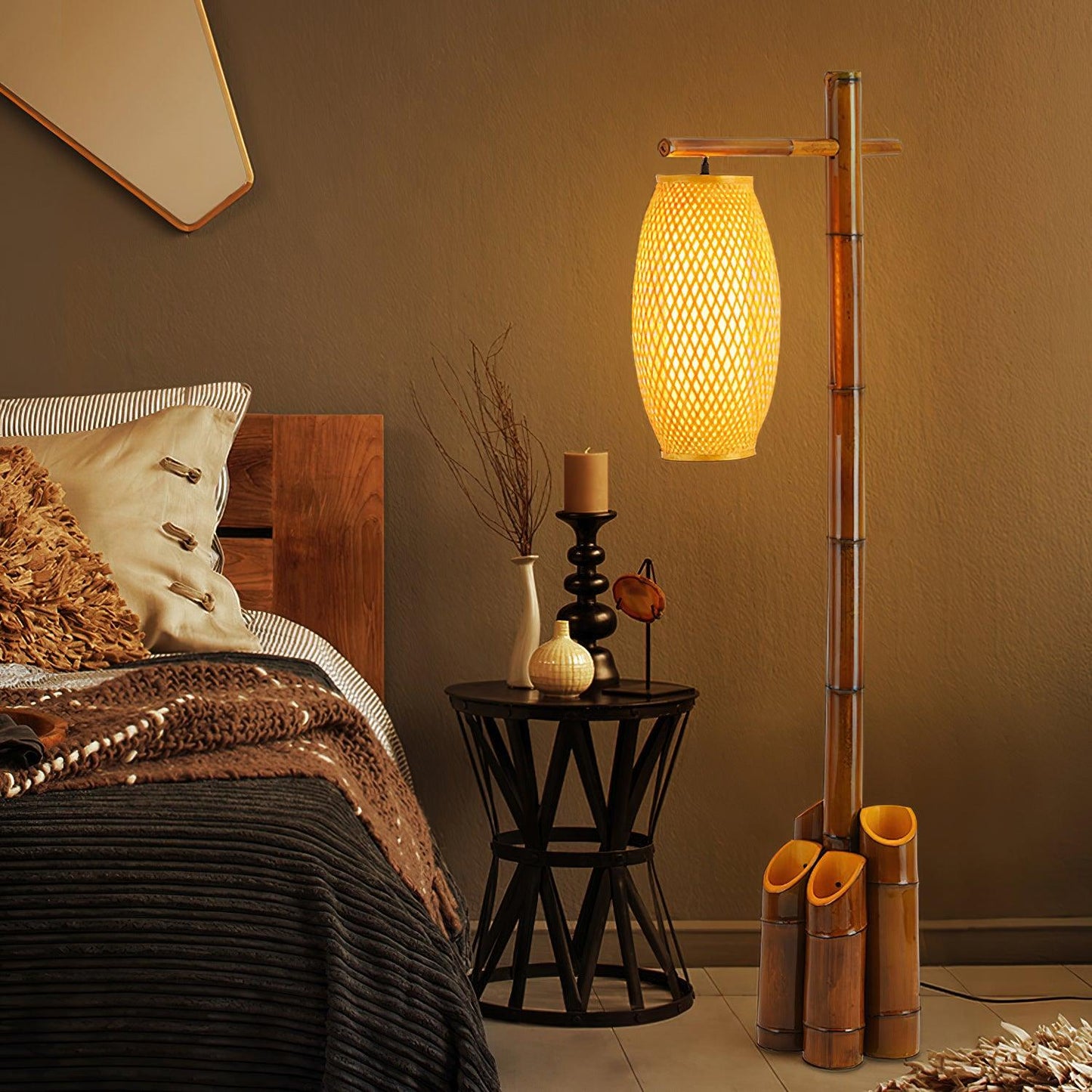 Zen Bamboo Tube Accent Lamp Floor Lamp