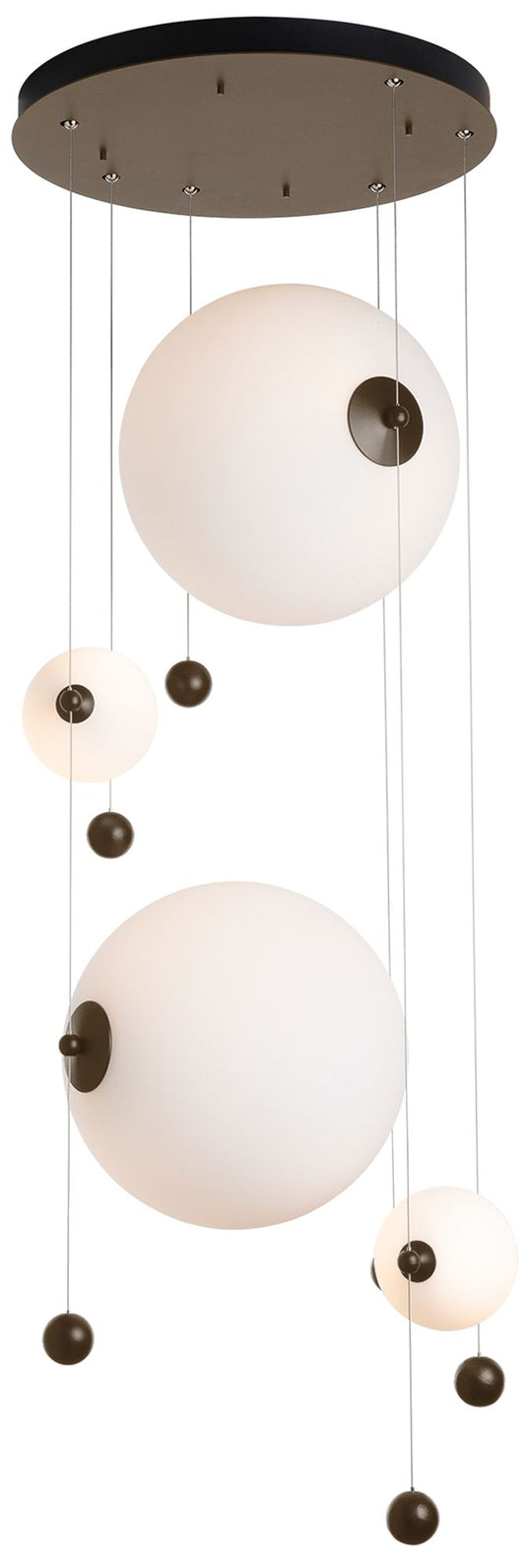 Abacus 4-Light Round LED Pendant - Bronze - Opal Glass - Standard Height