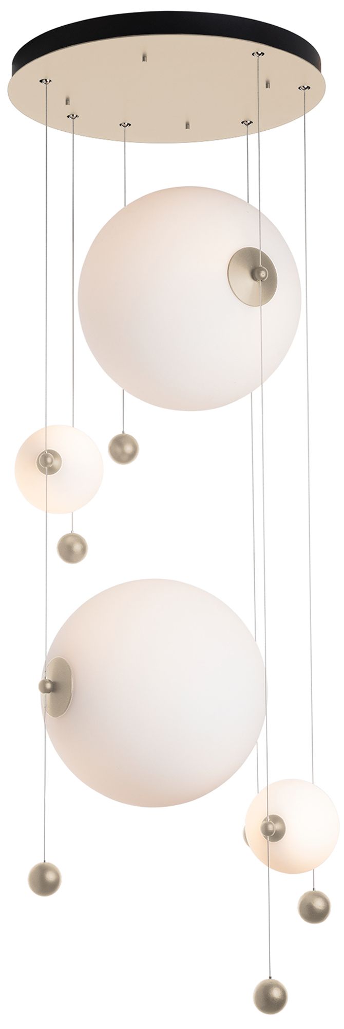 Abacus 4-Light Round LED Pendant - Gold - Opal Glass - Standard Height