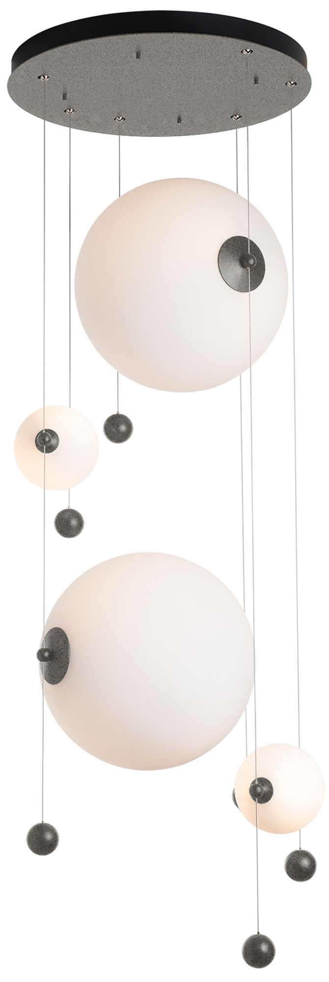 Abacus 4-Light Round LED Pendant - Iron - Opal Glass - Standard Height