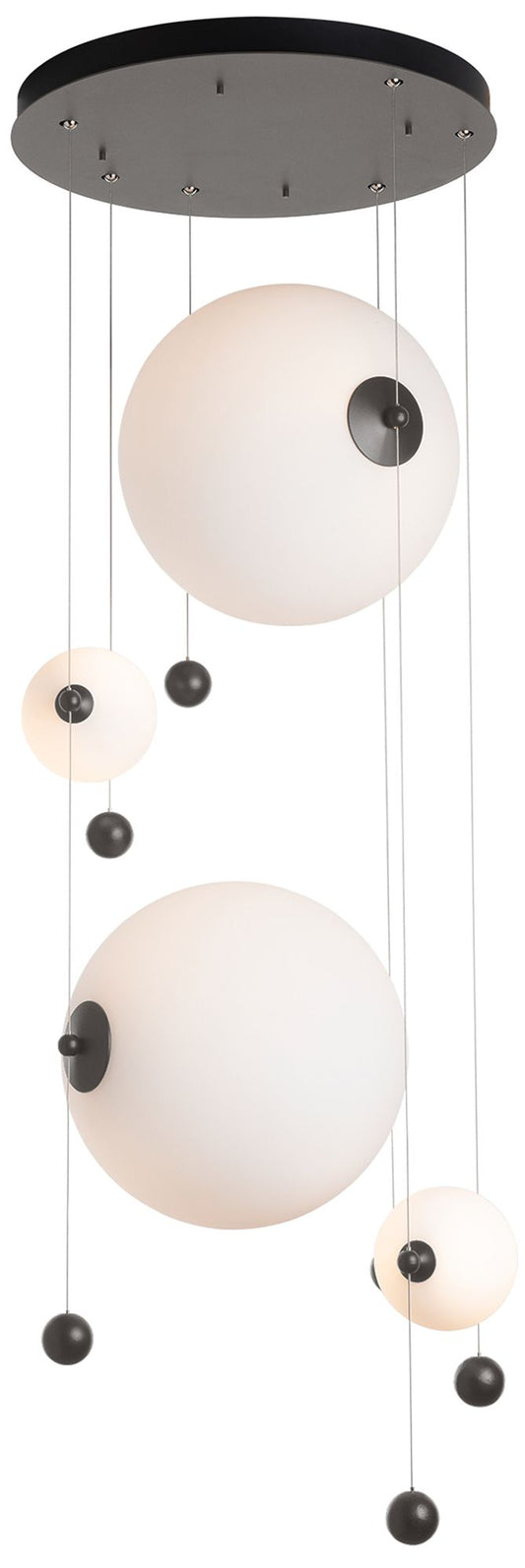 Abacus 4-Light Round LED Pendant - Smoke - Opal Glass - Standard Height