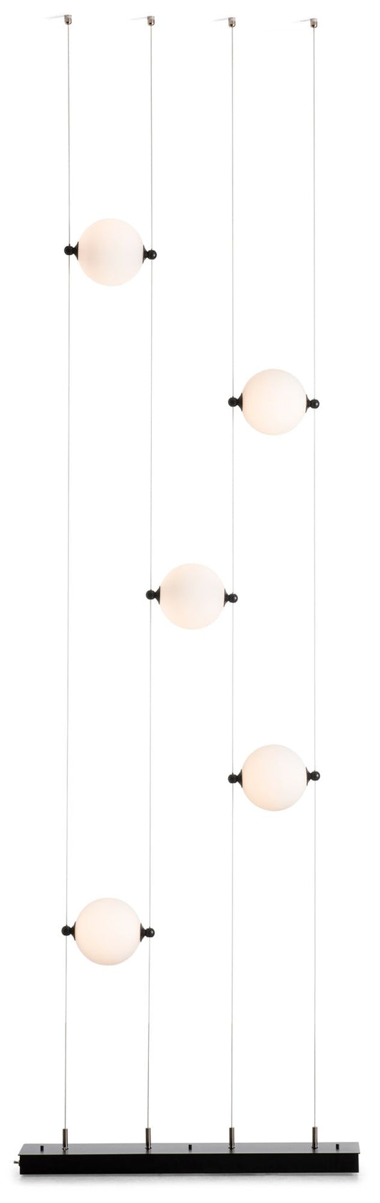 Abacus 5-Light Floor to Ceiling LED Lamp - Black - Opal Glass - Standard