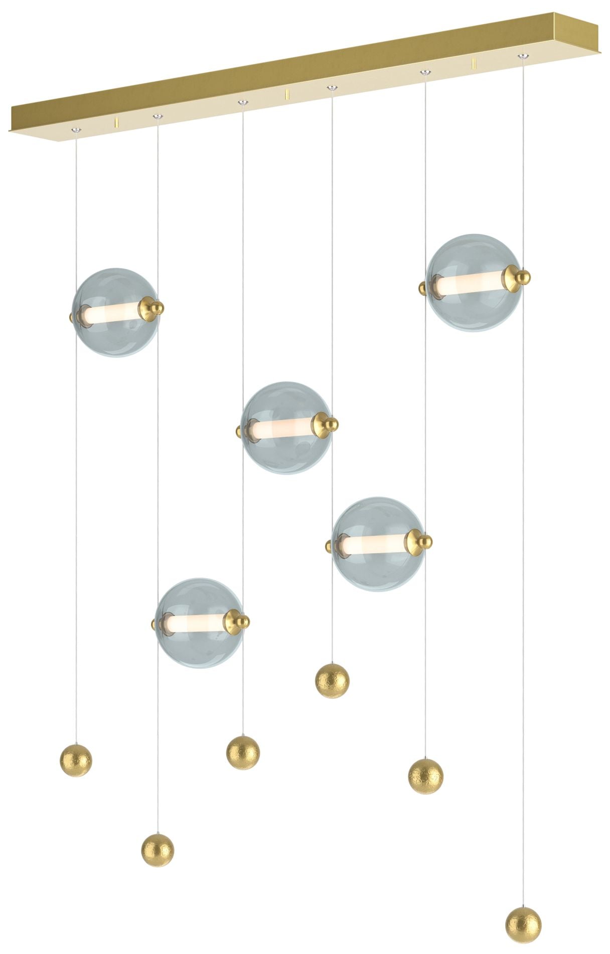 Abacus 5-Light LED Pendant - Modern Brass - Cool Grey