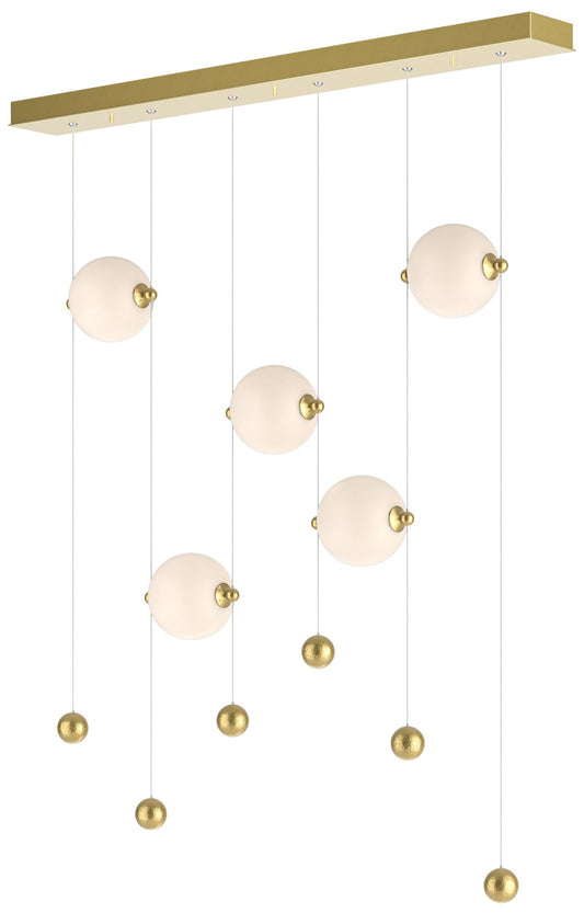 Abacus 5-Light LED Pendant - Modern Brass - Opal