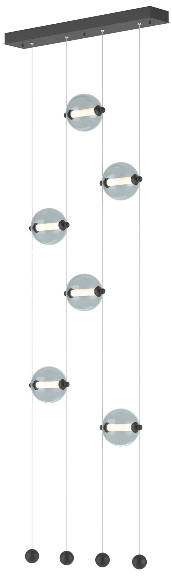 Abacus 6-Light Ceiling-to-Floor LED Pendant - Black - Cool Grey