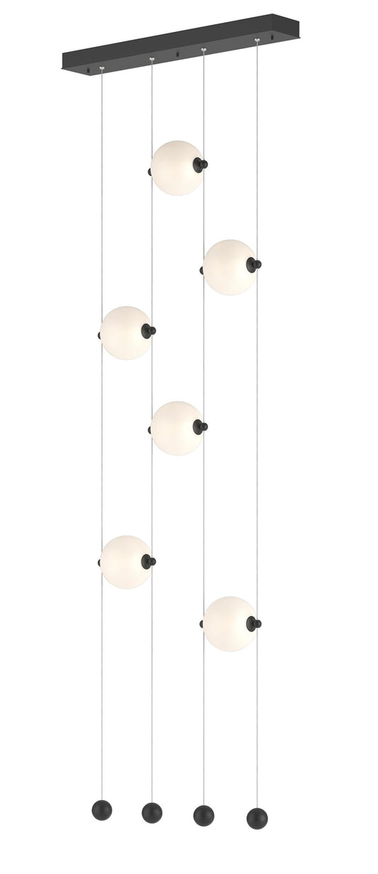 Abacus 6-Light Ceiling-to-Floor LED Pendant - Black - Opal