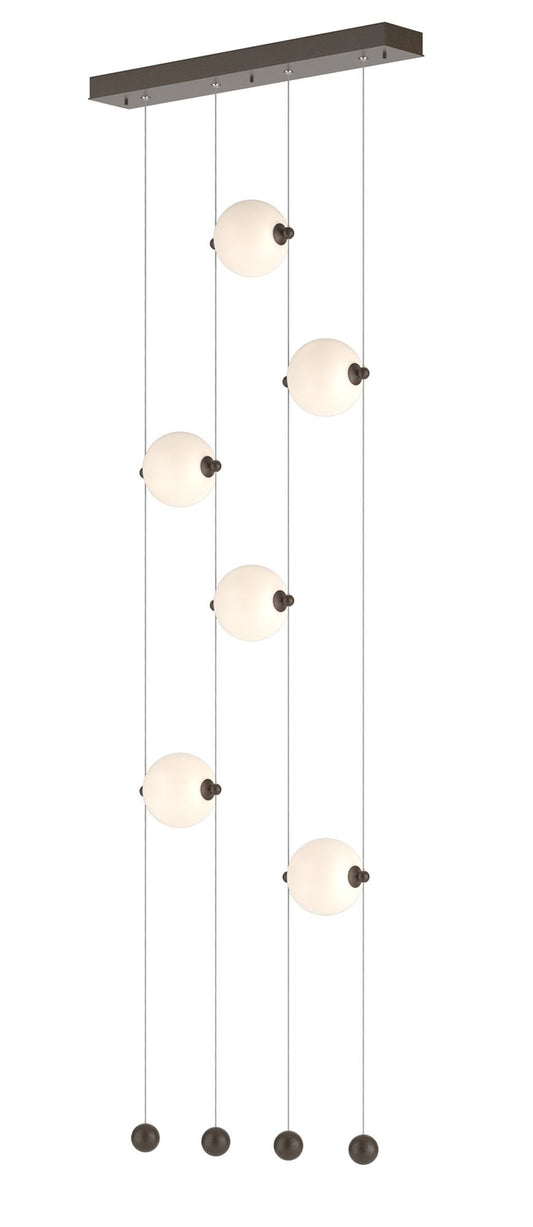 Abacus 6-Light Ceiling-to-Floor LED Pendant - Bronze - Opal