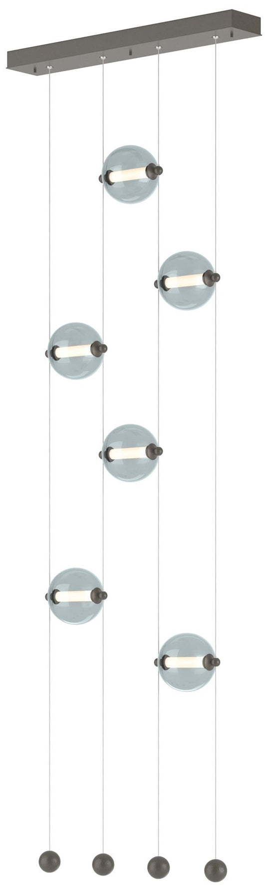 Abacus 6-Light Ceiling-to-Floor LED Pendant - Dark Smoke - Cool Grey