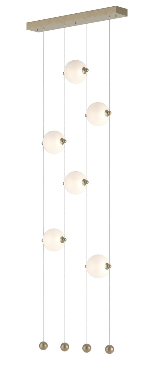 Abacus 6-Light Ceiling-to-Floor LED Pendant - Gold - Opal