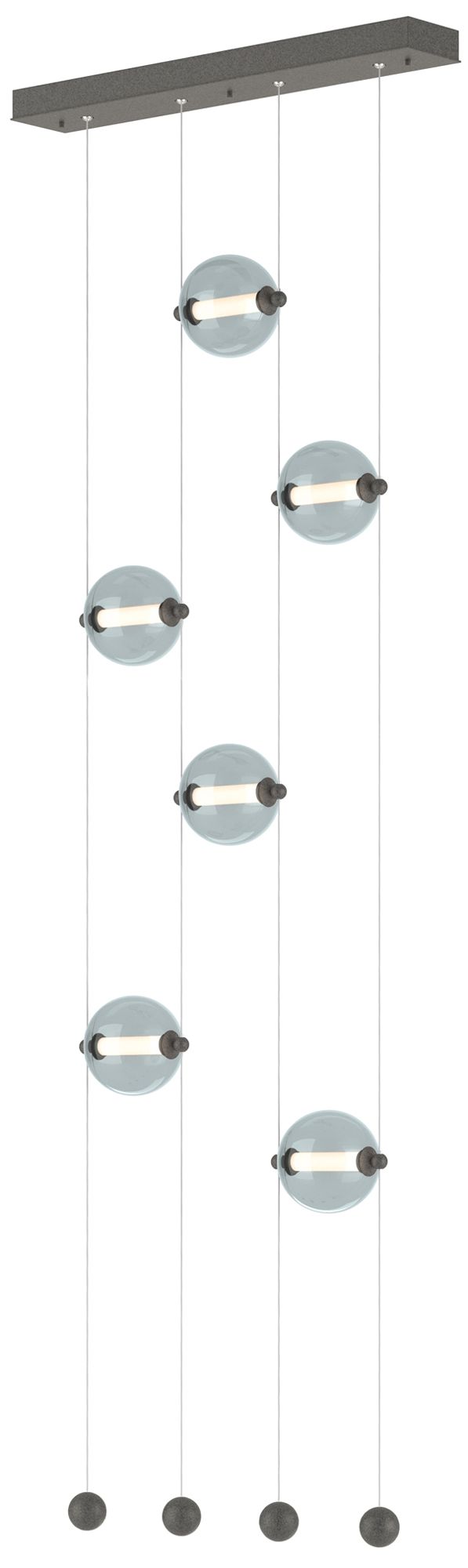 Abacus 6-Light Ceiling-to-Floor LED Pendant - Iron - Cool Grey