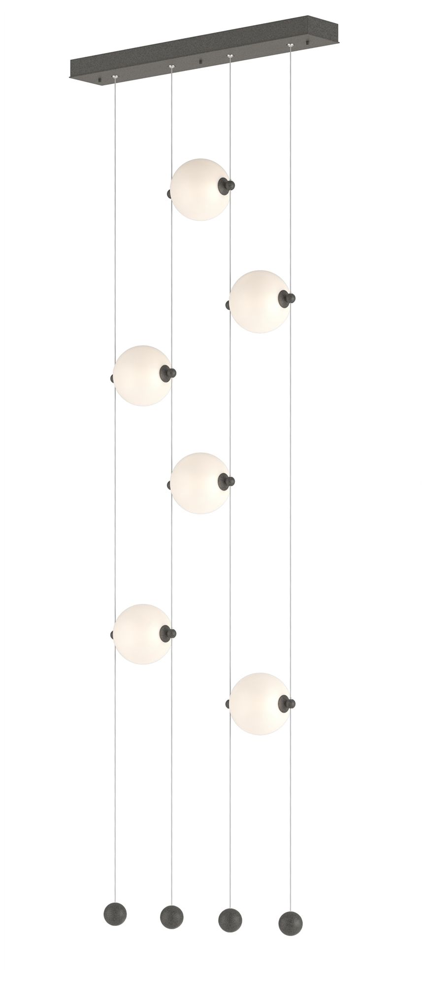 Abacus 6-Light Ceiling-to-Floor LED Pendant - Iron - Opal