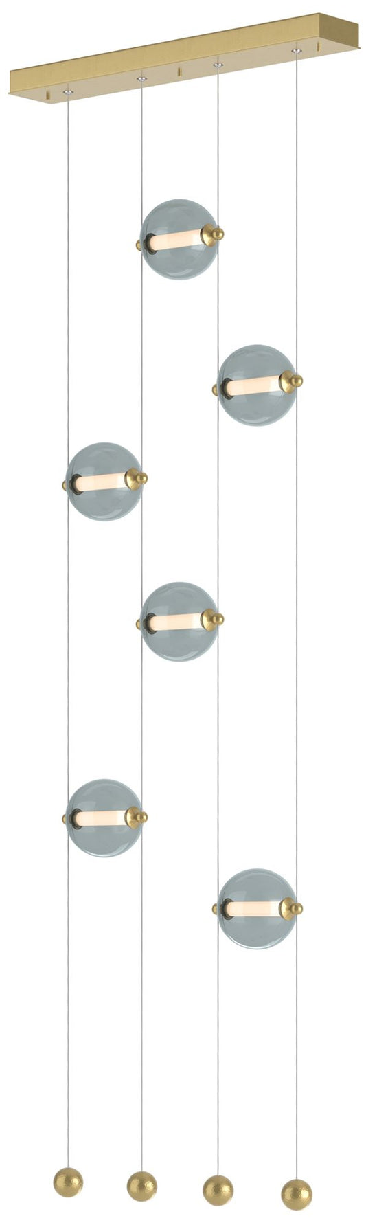 Abacus 6-Light Ceiling-to-Floor LED Pendant - Modern Brass - Cool Grey