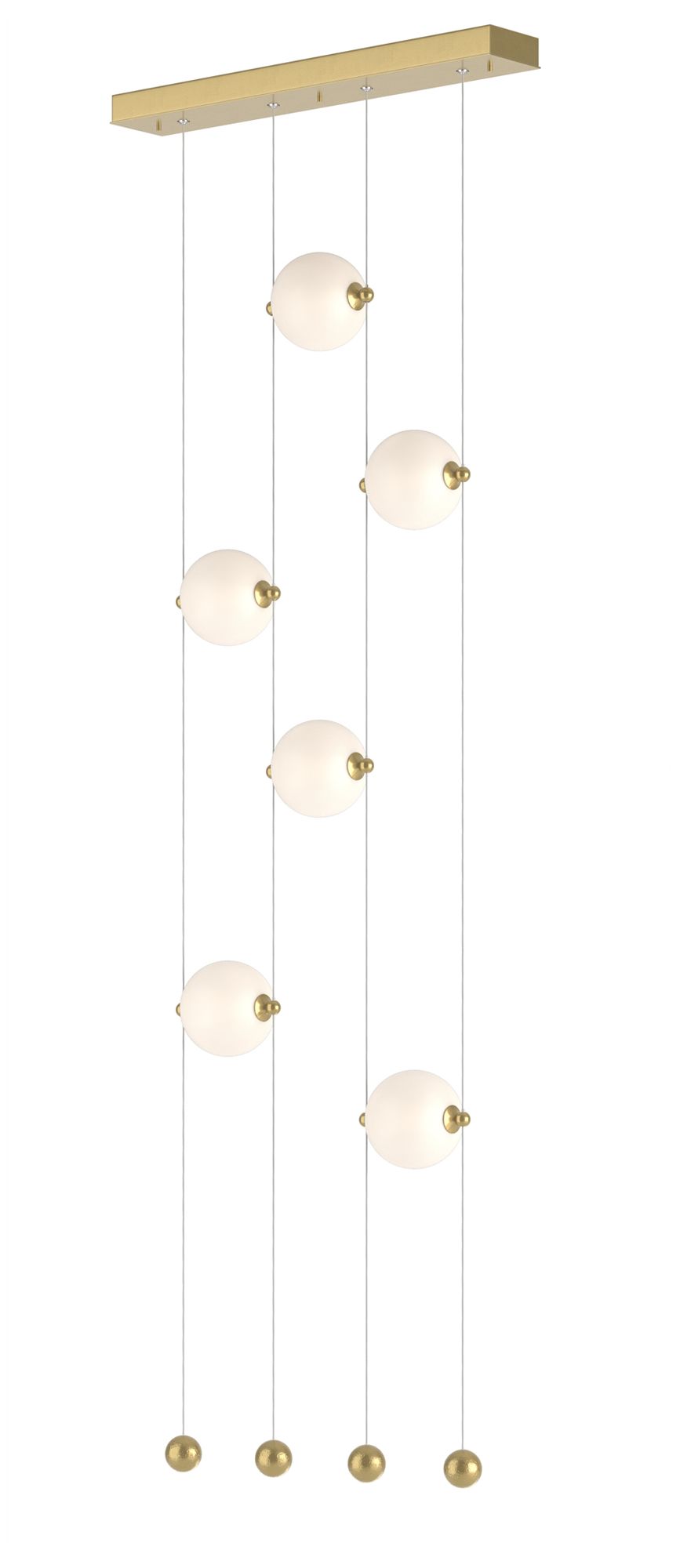 Abacus 6-Light Ceiling-to-Floor LED Pendant - Modern Brass - Opal