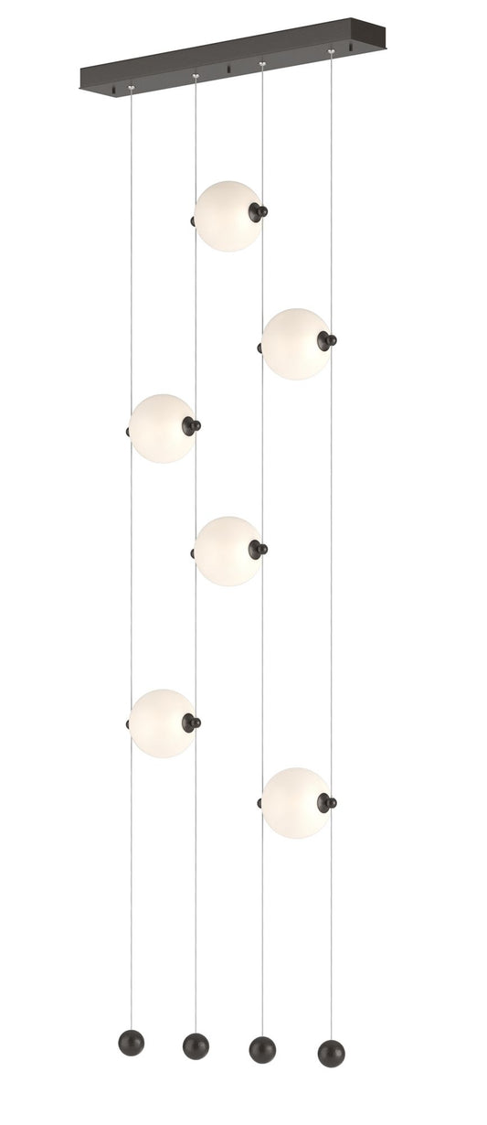 Abacus 6-Light Ceiling-to-Floor LED Pendant - Oil Rubbed Bronze - Opal