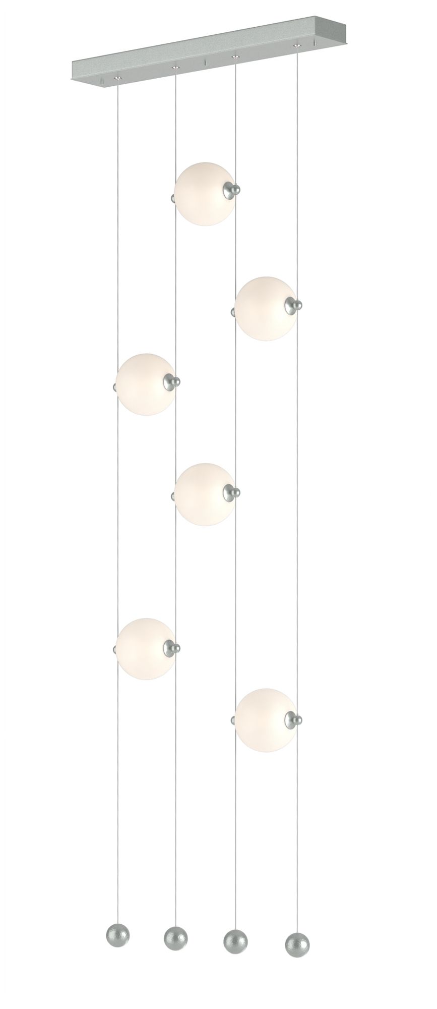 Abacus 6-Light Ceiling-to-Floor LED Pendant - Platinum - Opal