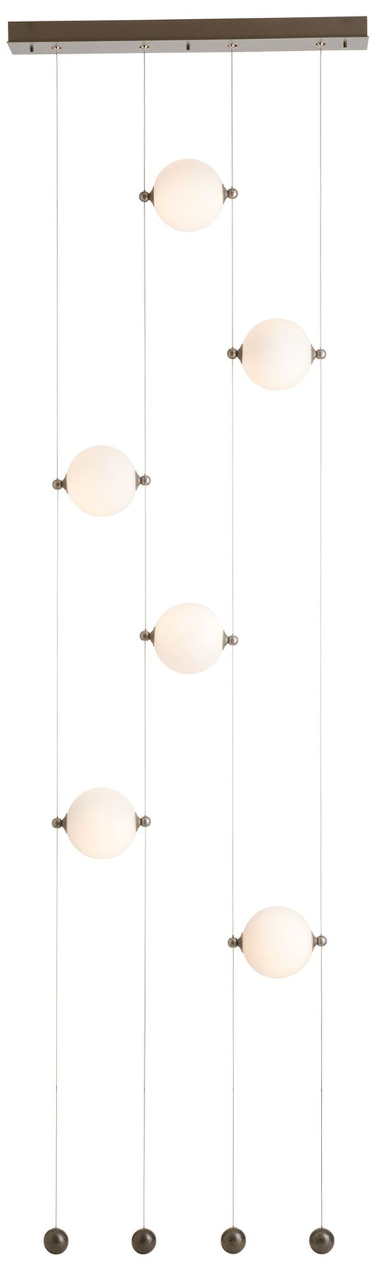 Abacus 6-Light Ceiling-to-Floor LED Pendant - Smoke - Opal Glass - Standard