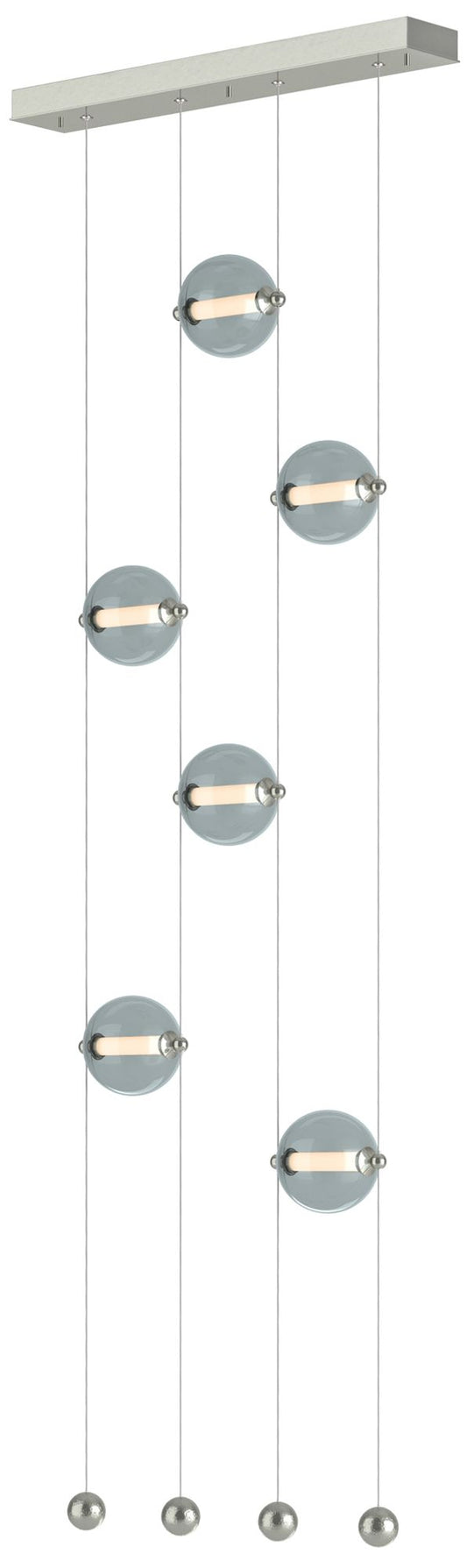 Abacus 6-Light Ceiling-to-Floor LED Pendant - Sterling - Cool Grey