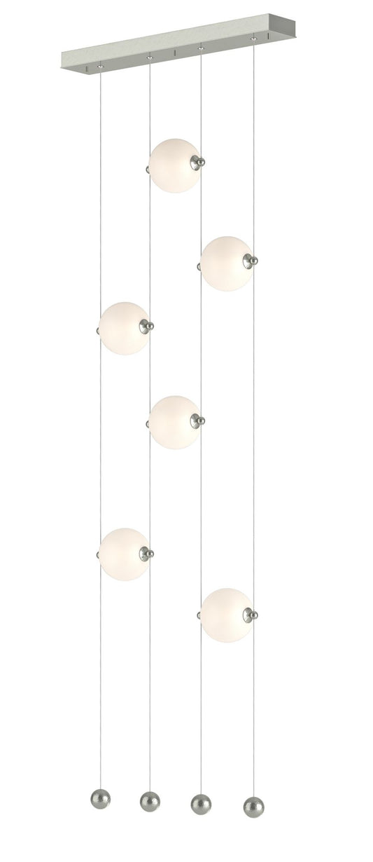 Abacus 6-Light Ceiling-to-Floor LED Pendant - Sterling - Opal