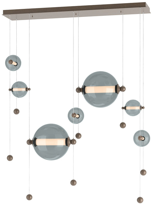 Abacus 7-Light Double Linear LED Pendant - Bronze - Cool Grey