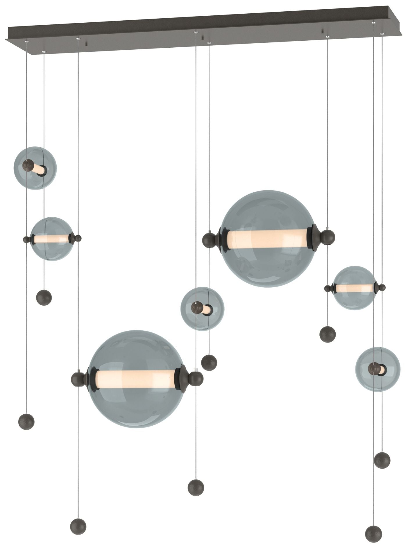 Abacus 7-Light Double Linear LED Pendant - Dark Smoke - Cool Grey