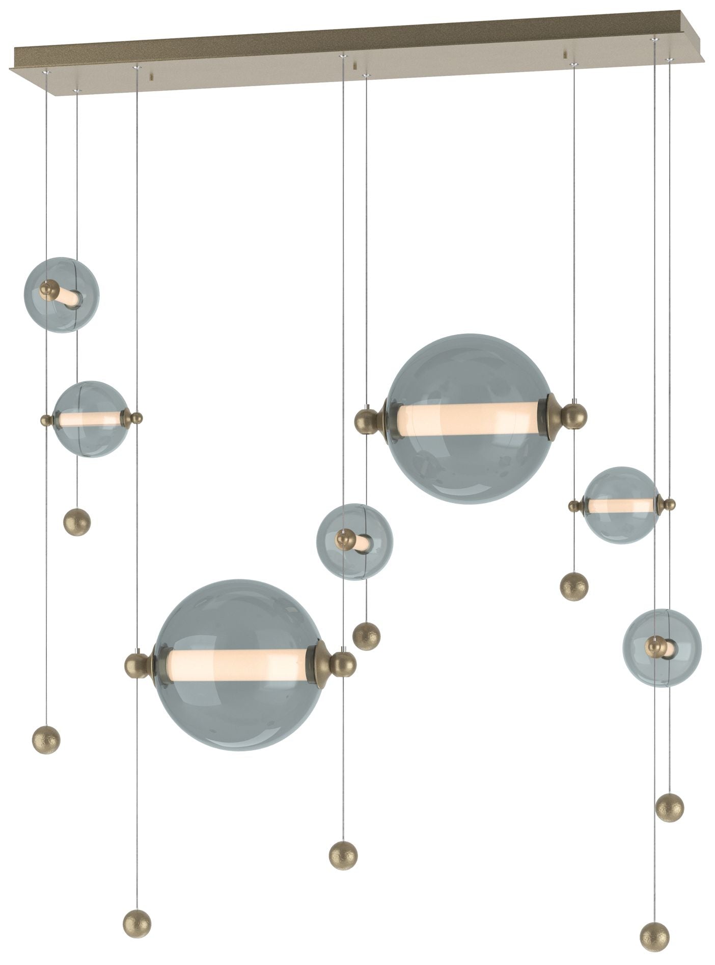 Abacus 7-Light Double Linear LED Pendant - Gold - Cool Grey