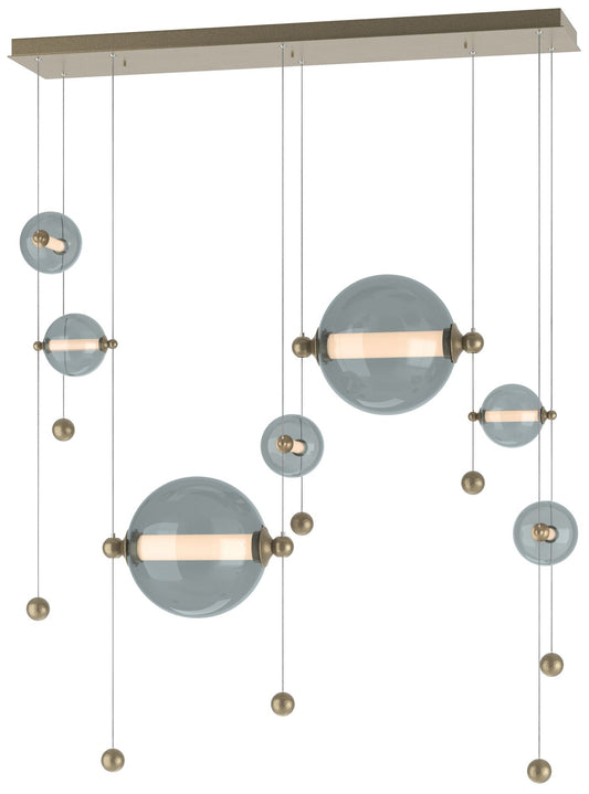 Abacus 7-Light Double Linear LED Pendant - Gold - Cool Grey