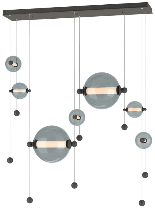 Abacus 7-Light Double Linear LED Pendant - Iron - Cool Grey