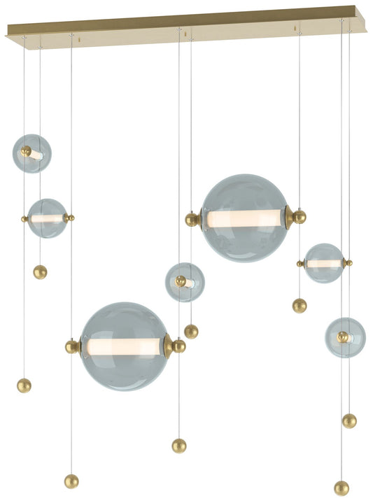 Abacus 7-Light Double Linear LED Pendant - Modern Brass - Cool Grey