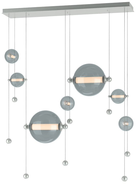 Abacus 7-Light Double Linear LED Pendant - Platinum - Cool Grey