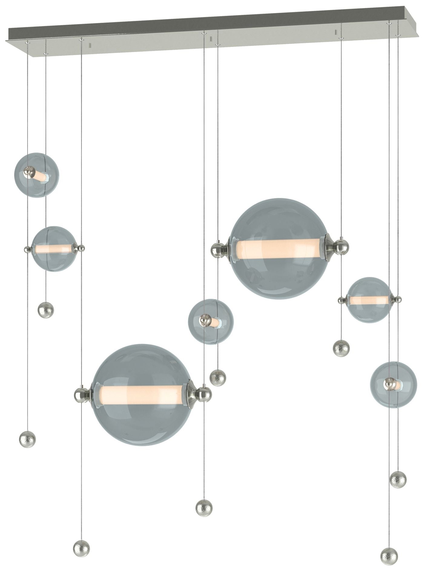 Abacus 7-Light Double Linear LED Pendant - Sterling - Cool Grey